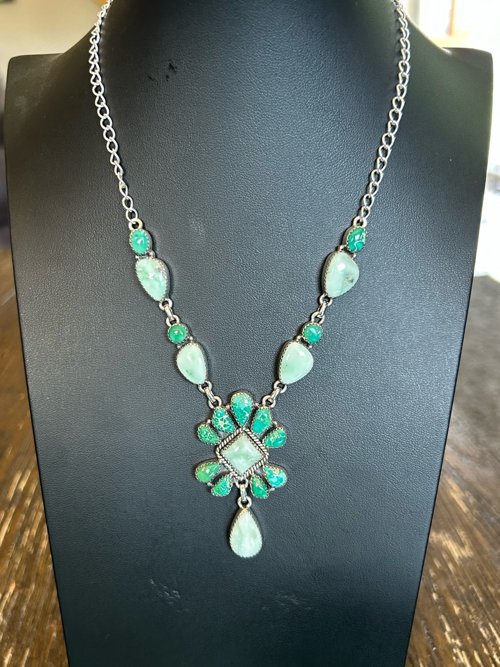 Emerald Vally Turquoise And Paloma Sterling Silver Lariat Necklace Southwest